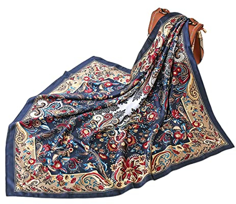 FAIRYGATE Seidenschal Damen Elegante 90x90cm Seidentuch Haare Halstuch Seide Elegant Satintuch Bandana Tuch Kopftücher Taschentuch Ansatz Scarf Bandana 91017