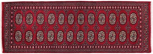 RUG PRINCE Pakistan Buchara Teppich 60x180 Handgeknüpft Läufer Rot Geometrisch Orient b