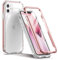 SURITCH for iPhone 11 Case 360 Shockproof, Clear Cover and Silicone Matte Bumper and Screen Protector, Front and Back Full Body Drop Proof Anti Yellow Case for iPhone 11 6.1 Inch - Gold