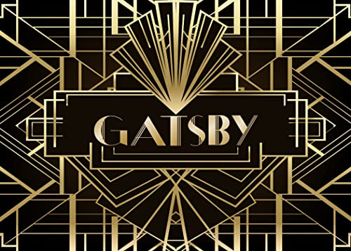 BELECO 7x5ftFabric Gatsby Backdrop for Photography Great Black and Gold Golden Banner 1920s Retro Roaring Gatsby Theme Party Decorations Art Decor Children Adults Birthday Backdrop Photo Studio