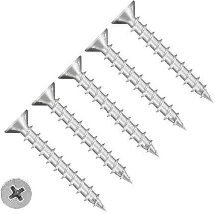 TERF® Lot de 25 vis autotaraudeuses à tête fraisée plate en acier inoxydable A2 (304) en PVC 4 mm x 20 mm pour porte fenêtre en PVC 4,8 mm x 35 mm