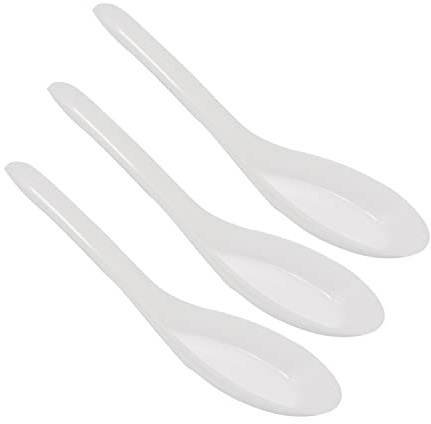 Honbay 60PCS Disposable Plastic Soup Spoon, White Translucent Dinner Spoon, Asian Soup Spoons for Egg Custard, Pudding, Oatmeal, Stews, Ramen, Pho, etc
