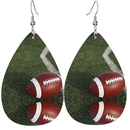 American Football Ohrringe Leder Tropfenform Tropfenform, Einheitsgröße, Zink