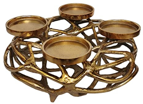 Goldbach Adventskranz 30cm aus Aluminium Gold Deko Windlicht Advent Weihnachten Alu