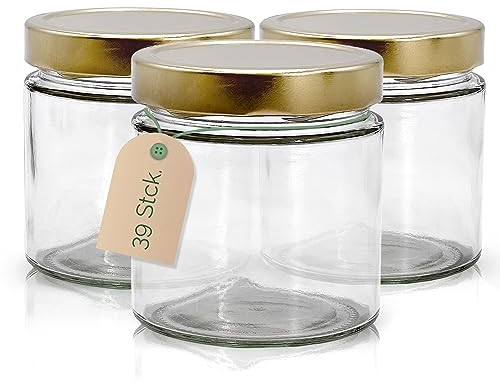 Apoidea – Honiggläser 500g mit DEEP Twistoff Deckel in Gold 36 Stück - Honiggläser 500g mit Deckel - Honigglas und Einweckglas Deepglas - Hochwertige Honig Gläser für Ihren eigenen Honig