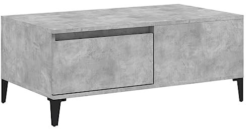 vidaXL Table Basse, Table d'Appoint avec Tiroir, Bout de Canapé avec Rangement, Meuble de Salon Salle de Séjour, Moderne, Gris Béton Bois d'Ingénierie