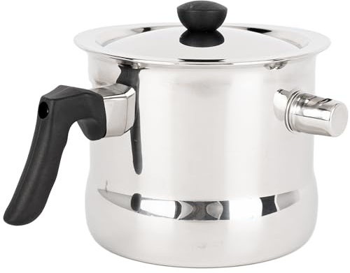 KARL HAUSMANN Milchtopf induktion 1.5L mit Deckel - Kochtopf mit Pfeife - Milchtopf doppelwandig mit Bakelitgriff - Simmertopf - Puddingtopf aus Edelstahl - Milchtöpfe Klein
