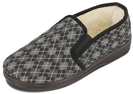 BeComfy Herren Warme Filz Hausschuhe Gefüttert mit Wolle 40-46 EU (Grau, EU Schuhgrößensystem, Erwachsene, Numerisch, M, 44)