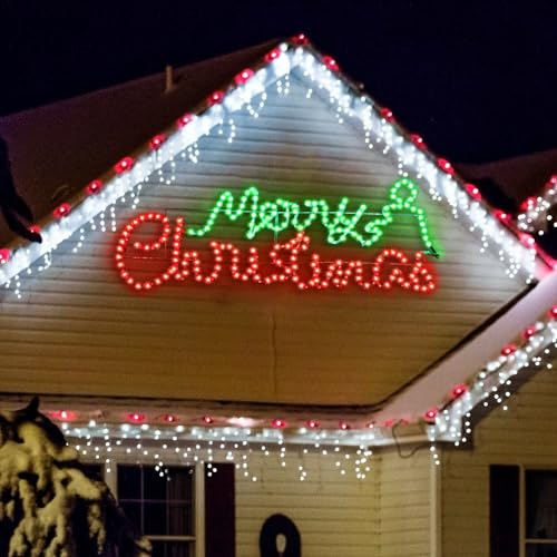 ROCEEI Große LED Frohe Weihnachten Neon Motiv Leuchtend Rot und Grün Outdoor LEDs Weihnachtsdekoration für Outdoor Home Party Wandbehang Urlaub (Bunt,Buchstabe)