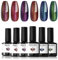 modelones Chamäleon UV Nagellack, 6 Pcs Gel Nagellack Rot Grüner Glitzer, Soak Off Gel Nail Polish Nageldesigns, Gellack Uv Lack für Anfänger Nail Art Maniküre Salon Weihnachten