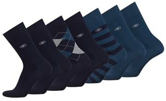 TOM TAILOR Socken türkis argyle mix 43-46 - 7er Box Baumwollsocken für Altag und Freizeit - schlichte Socken
