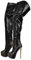 blingqueen Stivale da donna con plateau sopra il ginocchio, con borchie, Poliuretano nero., 40 EU