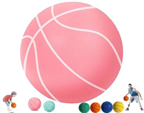 IVMqclicc Hush Handle Basketball Silent Basketball Dribbling Indoor Quiet Basketball Indoor,Foam Basketball, Easy to Grip Silent Ball High Resilience, Safe/Soft/High Elasticity (No.7/9.4, Pink)