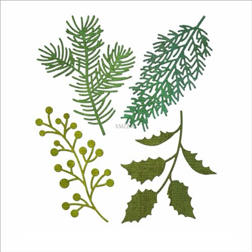 XMZZMX Christmas Tree Branches Leaves Metal Cutting Dies for Card Making, Paper Embossing Die-Cuts Kit Storage Pockets Supplies, Scrapbooking Stencils