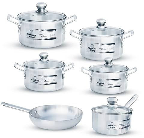 Kitchen King Frying Pan Pots and Pans Cookware Set with Lids Induction Compatible Aluminium Pan Set, Casserole Dishes with lids Oven Proof and Saucepans with Lids Induction PFOA Free (11)