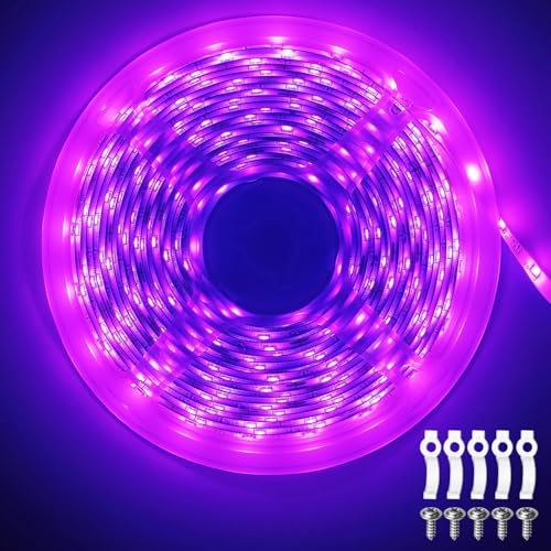 ShineBurky Striscia LED 5 Metri Rosa Viola, Striscia LED Dimmerabile, 12V Striscia Luminosa LED Flessibile, per Soffitti, Scale, Armadi, Camere da Letto, Vetrinette (Adattatori non Inclusi)