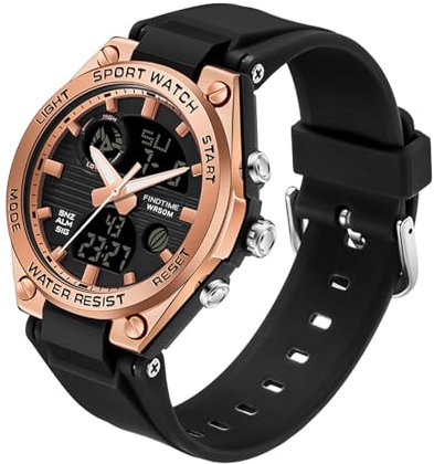 Digitale Armbanduhr für Damen, Sportuhr, wasserdicht, Analog, Militär, taktisch, LED-Hintergrundbeleuchtung, Stoppuhr, Alarm, Armbanduhren, Roségold., Sportlich