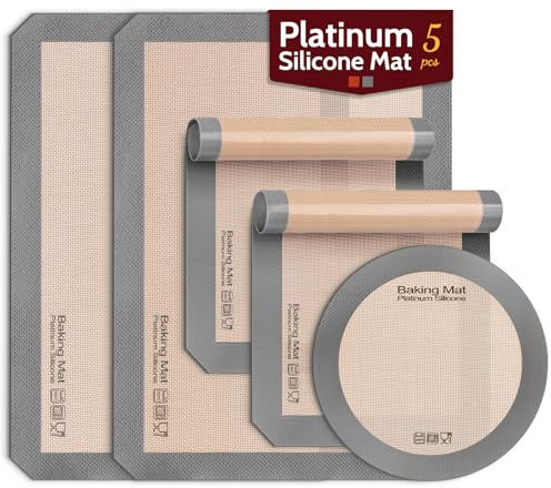 Non Stick Silicone Baking Sheet - 2 Half & 2 Quarter & 9'' Round Baking Mat