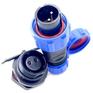 Conector Enchufe de aviación SP13 2 Pines, Enchufe sin Soldadura de 2 Pines IP68 Impermeable y a Prueba de Polvo para lámparas Exteriores Utiliza 250 V 13 A (Cable de 14 AWG engarzado con Tornillo)