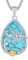 EUDORA Harmony Ball Butterfly and Sunflower Necklace for Women, 925 Sterling Silver Rose Gold Turquoise Teardrop Pendant Jewelry Gift for Mom Daughter, 22