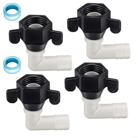 HOHOVYVY Adaptador de conexión de agua, 1/2 x 1/4, codo de barra y articulación giratoria recta para conexiones de bomba de agua autocaravana con cinta de sellado