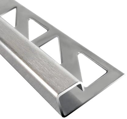 5 Stück Quadrat Edelstahlschiene V2A, Fliesenschiene, Fliesenleiste, Fliesenprofil, 250cm x 10mm gebürstet