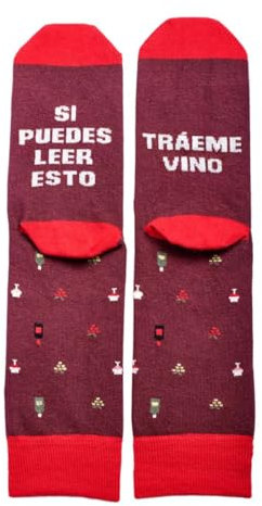Miss Miserable Calcetines con mensaje: Si puedes leer esto tráeme vino Talla 41-45