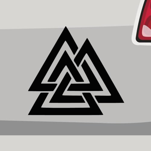 Aufkleber - Valknut Odin Walhalla Symbole - Sticker, Folienaukleber für Auto, Motorrad, Fahrrad, Laptop, LKW (13x12cm | Schwarz)