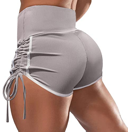 Pole Dance Outfit mit seitlichem Kordelzug, Sport-Shorts für Damen, Booty Butt Scrunch, Pole Dance Shorts, sexy, hohe Taille, Damen-Shorts, Sport, Yoga, Pole Dance, Hot Pants, Radsport, Damen