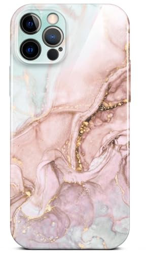 ONEFLOW Bliss Cover für iPhone 12 Pro Hülle in Marmor Optik, Designer Case Handy Schutzhülle mit Kameraschutz, Muster Hardcase Glitzer Handyhülle marmoriert, Rosa Grau