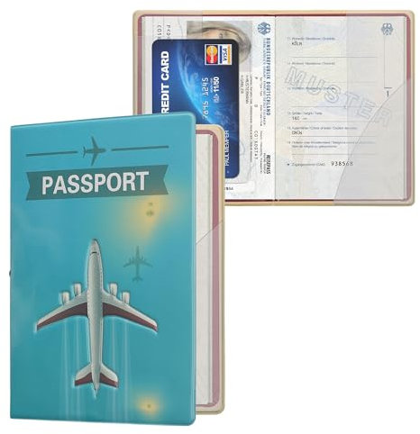 kwmobile Reisepass Kunststoff Schutzhülle - Ausweis Hülle Impfpass Schutz - Cover Reisepasshülle Ausweishülle - Flugzeugreisen
