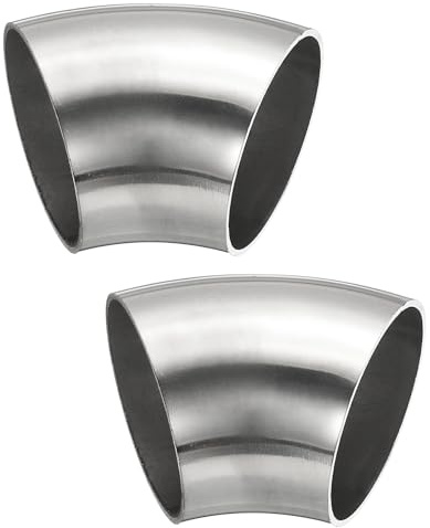 PATIKIL 2pcs Coude À Mandrin 45 Degrés, Coude D'Échappement En Acier 45mm OD Connecteur De Tuyauterie D'Échappement Acier Inoxydable 304 Pour Tuyau D'Échappement Main Courante HVAC
