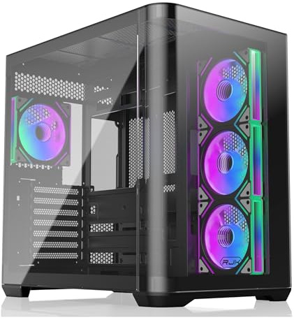 RAIJINTEK ATREUS BT4 Black Mid-Tower E-ATX Gaming PC Case, vetro temperato curvo, 4 x 120 mm Infinity Mirror ARGB PWM ventole, ad alto flusso d'aria