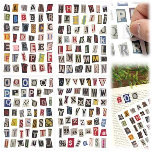 181 Stück Selbstklebende Buchstaben Aufkleber, Vintage Scrapbook Stickers, Klebebuchstaben Journal Sticker, Buchstaben Stickers, für DIY Scrapbook Art Crafts Briefkästen Reisetasche Laptop