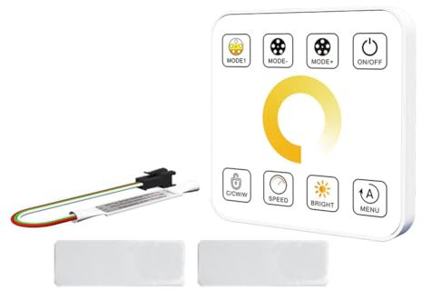 Foollusiie LED-Streifenlicht-Controller mit 8-Tasten-Touch-Panel Wireless Controller Rückfluss-Pixelsteuerung für Pferderennen-Bandlampen Dual Colour