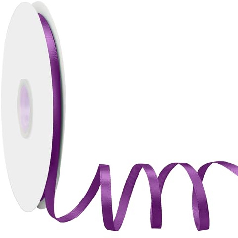 Dunkelviolett Satinband, Dooozy 6mm 91.4m Geschenkband Schleifenband für Geschenkverpackung, Kunsthandwerk, Haarschleifen, Blumenstrauß, Dekoration