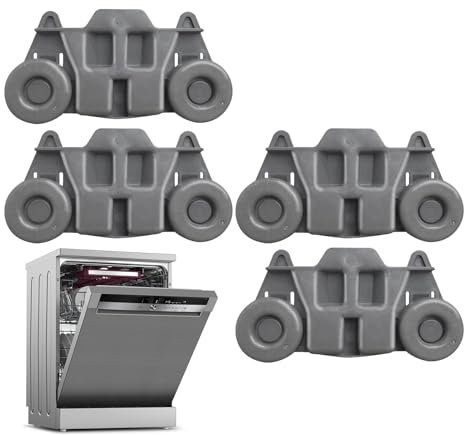 Dishwasher Rack Wheels - Durables Clips-On Rollers, Rust-Resistant Support Frame | Effortless Slide Movement with Strong Steel Core, Quick Install Wheel Set for Broken Lower Dish Tray Repairs