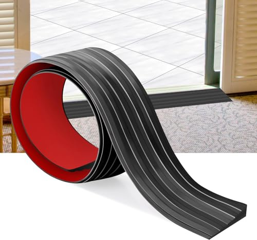 Threshold Ramps Self-Adhesive Rubber Door Threshold Ramp Wheelchair Ramps for Doorways Rubber Threshold Strip for Wheelchair, Robot Vacuum, Scooter & Stroller (Black, 7,5cm X 1,5cm X2m)