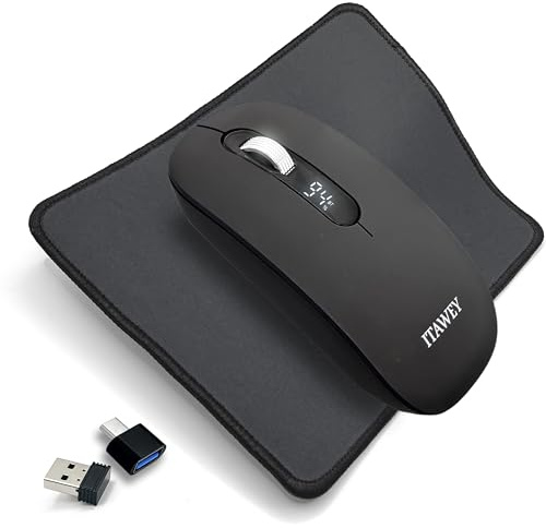 ITAWEY Bluetooth Mouse & Pad Set | Dual BT/2.4G, LCD Battery Indicator