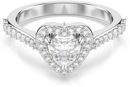Swarovski Una Angelic Kollektion Motiv-Ring, Gemischte Schliffe, Herz, Weiß, Rhodiniert