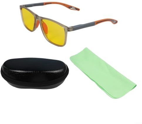 Eawfgtuw Brille für Nachtfahrten für Damen und Herren mit blendfreien gelben Gläsern für mehr Sicherheit bei schlechten Lichtverhältnissen, kompatibel mit Fahren bei Regen oder Nebel, Orange