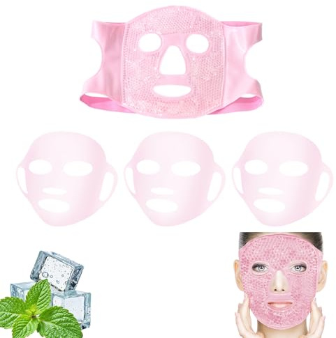 4 Stück Kühlmaske Gesicht Eismaske Gesicht Kühlende Gesichtsmaske Gesichtskühlmaske Ice Mask Für Heiße Und Kalte Anwendung Geeignet Wiederverwendbar Wirkt Beruhigend Reduziert Schwellungen Im Gesicht