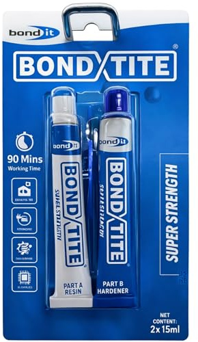 Bond It Bondtite Super Strength 2 Part Epoxy Adhesive (2×15ml) - Two Part Epoxy Adhesive with 90 Minute Working Time | High Strength Epoxy Adhesive for Metal, Glass, Ceramic, Wood & Plastic
