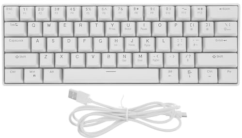 LIFKICH Clavier Mécanique Filaire 61 Touches ABS Blanc, Rétroéclairage RGB | Design Ergonomique, Retour Tactile, Touches Multifonctions, pour PC et Travail, Format Compact 61 Touches