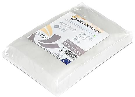 BOLSEMACK Vakuumierbeutel 25x35cm - Vakuumbeutel 100 Stück für alle Vakuumierer & Lebensmittel Vakuumiergerät - Vacuum bags sehr stark & reißfest - Vakuumbeutel lebensmittel BPA-frei