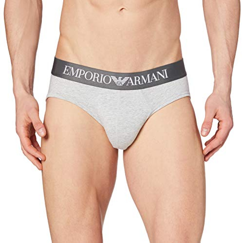 Emporio Armani Herren Mens Basic - Stretch Cotton Brief Slip, Grey Melange, M EU