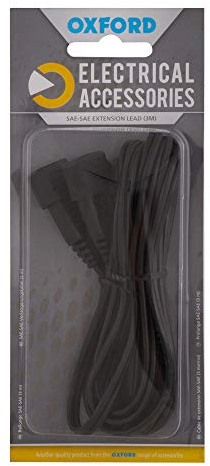 Oxford 3Mtr Male-to-Male Black Extension Lead - Up to 5A, Compatible with Oxford Chargers