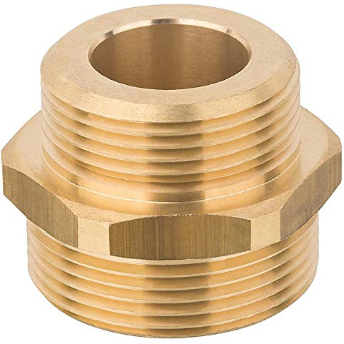 Reduzierter Doppelnippel Messing, beidseitig flachdichtend 3/4 x 1/2