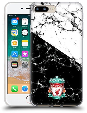 Head Case Designs Officially Licensed Liverpool Football Club Black White Crest Marble Gel Case [Military Grade Protection] Compatible With Apple iPhone 7 Plus/iPhone 8 Plus