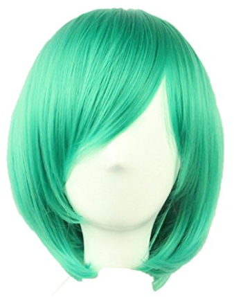 Zinsale 32cm Kurze Gerade Cosplay Perücken Natürliche Hitzebeständige Synthetische Haarteil Lolita Anime Bob Perücke (Grün)